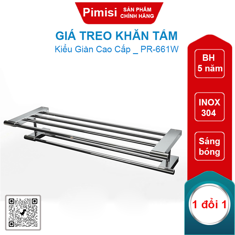 Giá treo khăn tắm Pimisi PR-661W chân vuông inox 304