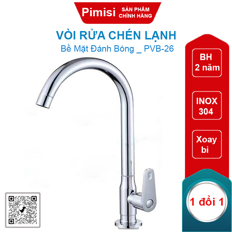 Vòi rửa chén lạnh Pimisi PVB-26 inox 304 cao cấp