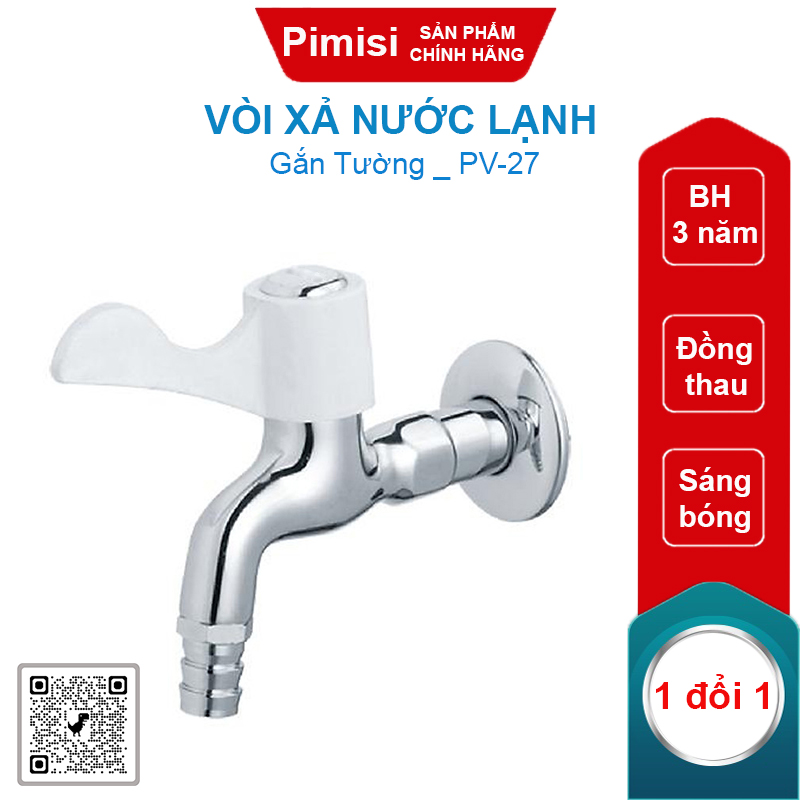 Vòi xả nước lạnh Pimisi PV-27 đồng thau gắn tường