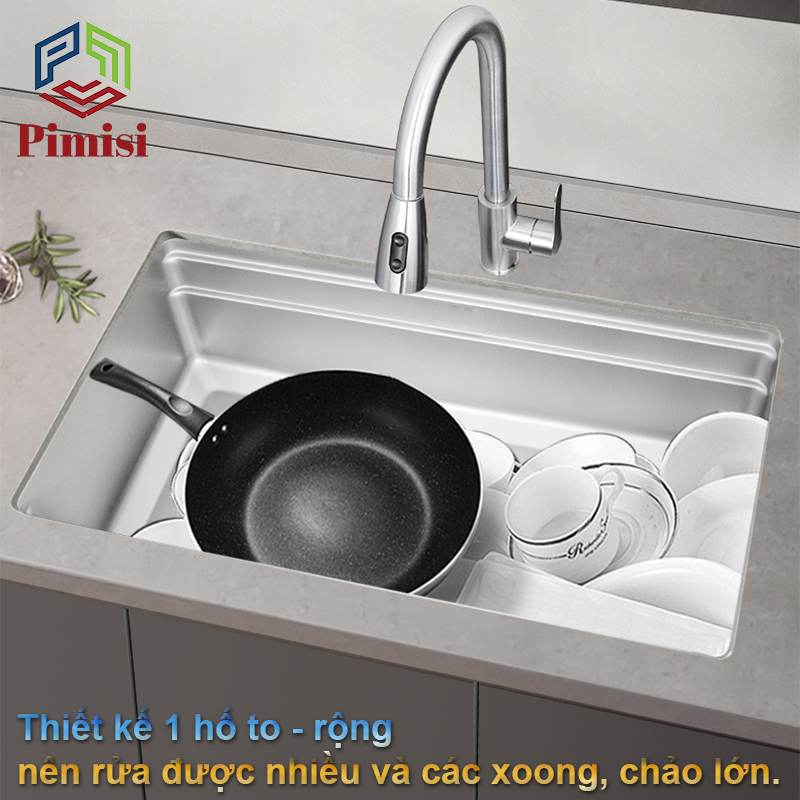 Chậu rửa bát inox 304 Pimisi PR-7843A thiết kế 1 hố to - rộng