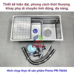 Hình chụp thực tế chậu rửa bát 1 hố Pimisi PR-7843A