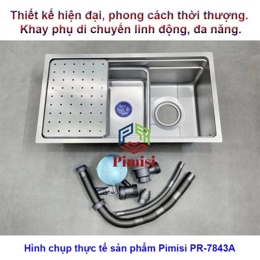 Hình chụp thực tế chậu rửa bát 1 hố Pimisi PR-7843A