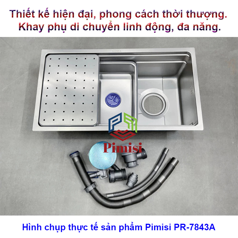 Hình chụp thực tế chậu rửa bát 1 hố Pimisi PR-7843A