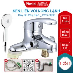 Sen liền vòi nóng lạnh Pimisi PVS-203C chậu rửa 3 lỗ