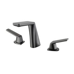 Vòi chậu lavabo, vòi bồn tắm mạ màu xám ghi 3 lỗ Miken MK-552GR