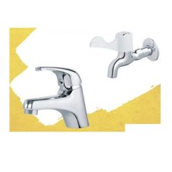 Combo Thiết bị vệ sinh Caesar Vòi Lavabo Và Vòi Gắn Tường B109C-W027C