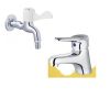 Combo Thiết bị vệ sinh Caesar Vòi Lavabo Và Vòi Gắn Tường B111C-WP027C
