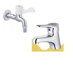 Combo Thiết bị vệ sinh Caesar Vòi Lavabo Và Vòi Gắn Tường B111C-WP027C