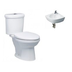 Combo Thiết bị vệ sinh Caesar C1 CT1338-L2014 Bồn Cầu 2 Khối Và Lavabo Treo Tường Góc
