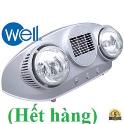 Đèn sưởi nhà tắm Well 2 bóng bạc có quat sưởi BS-2PW