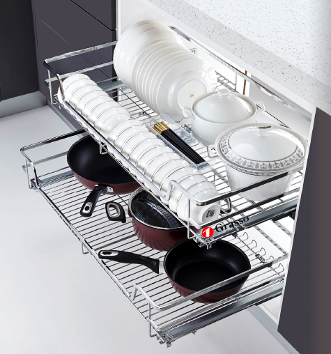 Giá đựng xoong nồi tủ dưới nan dẹt Grasso GB8002