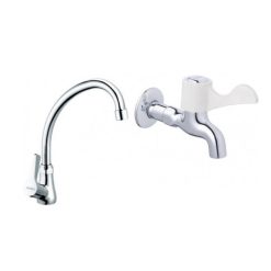 Combo Thiết bị vệ sinh Caesar Vòi Bếp Và Vòi Gắn Tường Lạnh K028C-W027C