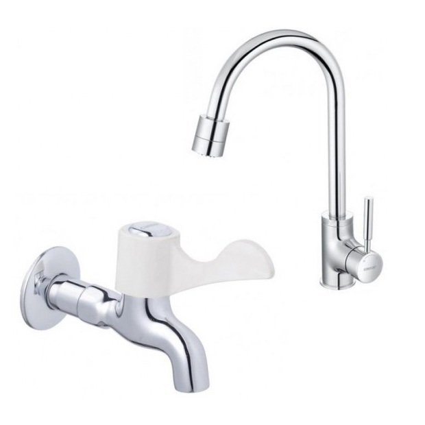Combo Thiết bị vệ sinh Caesar Vòi Bếp Nóng Lạnh Và Vòi Lạnh Gắn Tường K325C-W027C