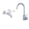 Combo Thiết bị vệ sinh Caesar Vòi Bếp Nóng Lạnh Và Vòi Lạnh Gắn Tường K695C-W027C