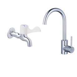 Combo Thiết bị vệ sinh Caesar Vòi Bếp Nóng Lạnh Và Vòi Lạnh Gắn Tường K695C-W027C