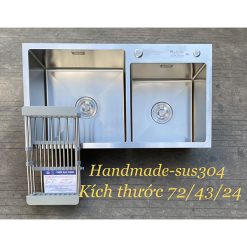 Chậu rửa bát 2 hố lệch nhỏ Inox SUS304 Kagol 7243L