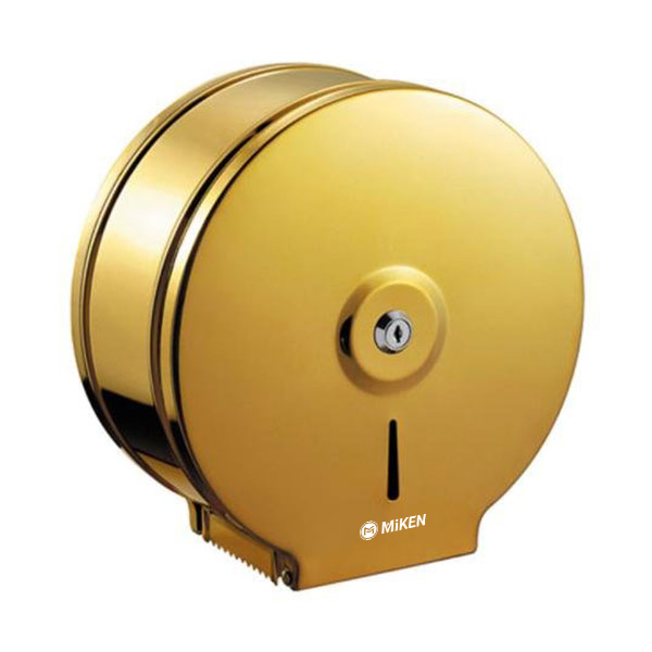 Hộp giấy vệ sinh màu vàng Inox 304 loại lớn Miken MK-1103-GB