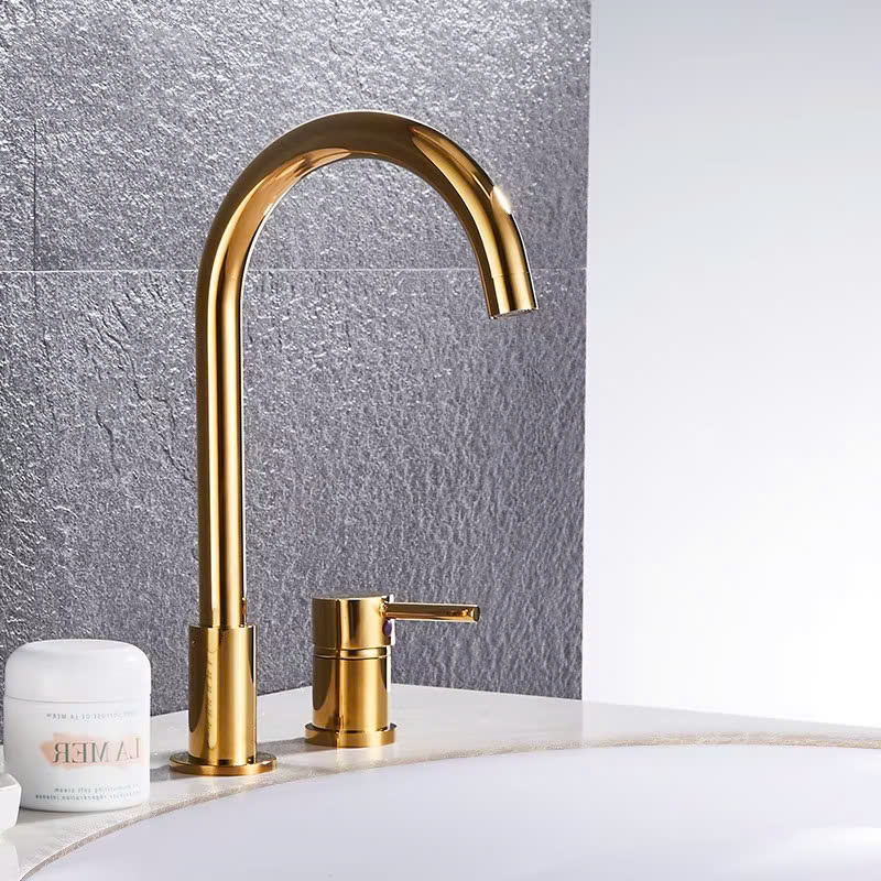 Vòi chậu lavabo, vòi bồn tắm màu vàng bóng Miken MKV-30003-GB