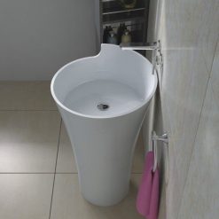 Chậu rửa mặt đá nhân tạo chân đứng màu trắng Miken NSF-5290