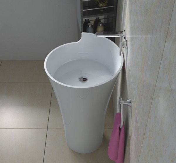 Chậu rửa mặt đá nhân tạo chân đứng màu trắng Miken NSF-5290