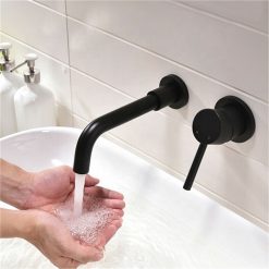 Vòi chậu lavabo âm tường màu đen Miken MKV-600003B