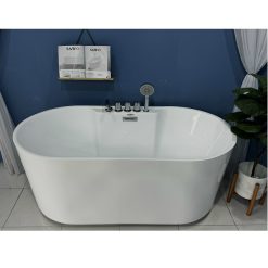 Bồn tắm ngâm đặt sàn hình oval cạnh thẳng SAWO SW5715
