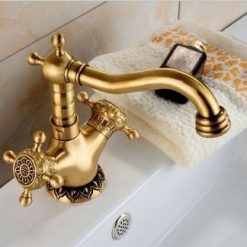 Vòi chậu lavabo mạ vàng Cleanmax 001