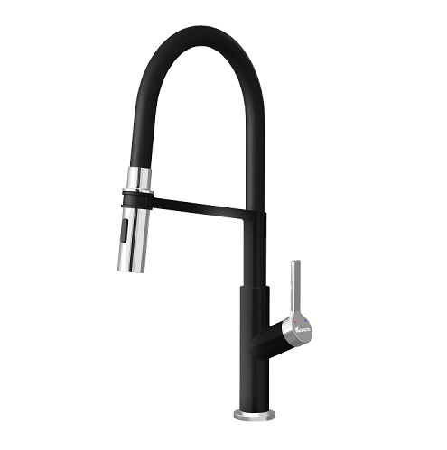 Vòi rửa bát nóng lạnh thân mềm màu đen Konox Tema Black