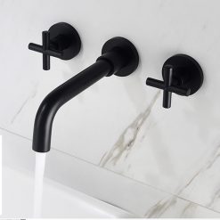 Vòi chậu lavabo âm tường màu đen Miken MKV-600002B