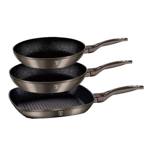 Bộ chảo Berlinger Haus 3 chảo màu Carbon metallic Hafele 531.08.011