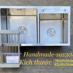 Chậu rửa bát 2 hố lệch Inox SUS304 Kagol 8245L-2