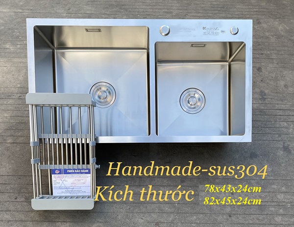 Chậu rửa bát 2 hố lệch Inox SUS304 Kagol 8245L-2
