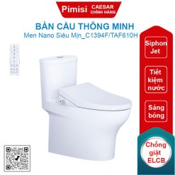 Bàn cầu thông minh CAESAR C1394F/TAF610H tự động đóng mở nắp