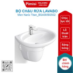 Bộ chậu rửa lavabo Viglacera BS409/BS502 treo tường kèm chân ngắn