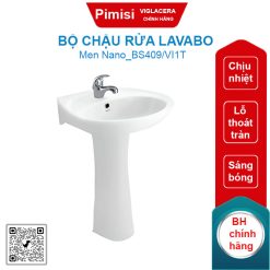 Bộ chậu rửa lavabo Viglacera BS409/VI1T treo tường kèm chân dài