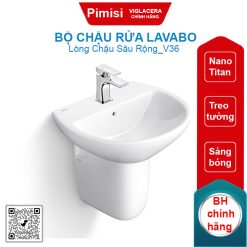 Bộ chậu rửa lavabo Viglacera V36 treo tường kèm chân ngắn