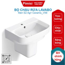 Bộ chậu rửa lavabo Viglacera V59 treo tường kèm chân ngắn