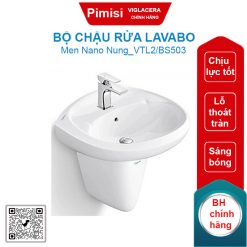Bộ chậu rửa lavabo Viglacera VTL2/BS503 treo tường kèm chân ngắn