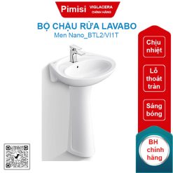 Bộ chậu rửa lavabo Viglacera VTL2/VI1T treo tường kèm chân dài