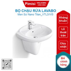 Bộ chậu rửa lavabo Viglacera VTL3/VI5 treo tường kèm chân ngắn