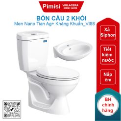 Bồn cầu hai khối Viglacera VI88/VTL2 nắp êm V1102E