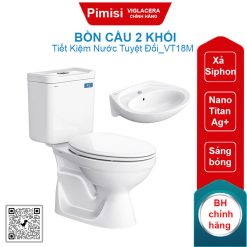 Bồn cầu hai khối Viglacera VT18M/VTL2 nắp êm V1102E
