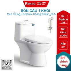 Bồn cầu một khối Viglacera BL5 nắp êm V37 + Vòi Xịt VG826