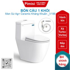 Bồn cầu một khối Viglacera V199 nắp êm V86 + Vòi Xịt VG826