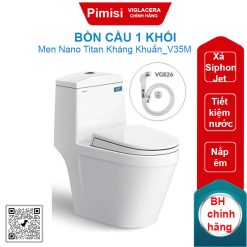 Bồn cầu một khối Viglacera V35M nắp êm V86 xả xoáy + vòi xịt VG826