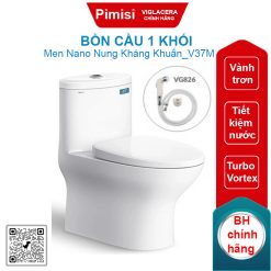 Bồn cầu một khối Viglacera V37M nắp êm V37 + vòi xịt VG826