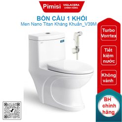 Bồn cầu một khối Viglacera V39M nắp êm V39 xả xoáy + vòi xịt VG826
