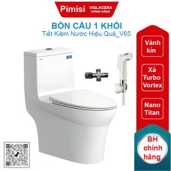 Bồn cầu một khối Viglacera V65+VG826+VG853 xả xoáy nắp êm