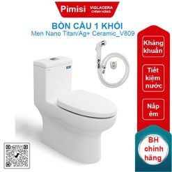 Bồn cầu một khối Viglacera V809 + VG826 xả xoáy