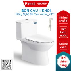 Bồn cầu một khối Viglacera V811 + VG826 xả xoáy nắp V687
